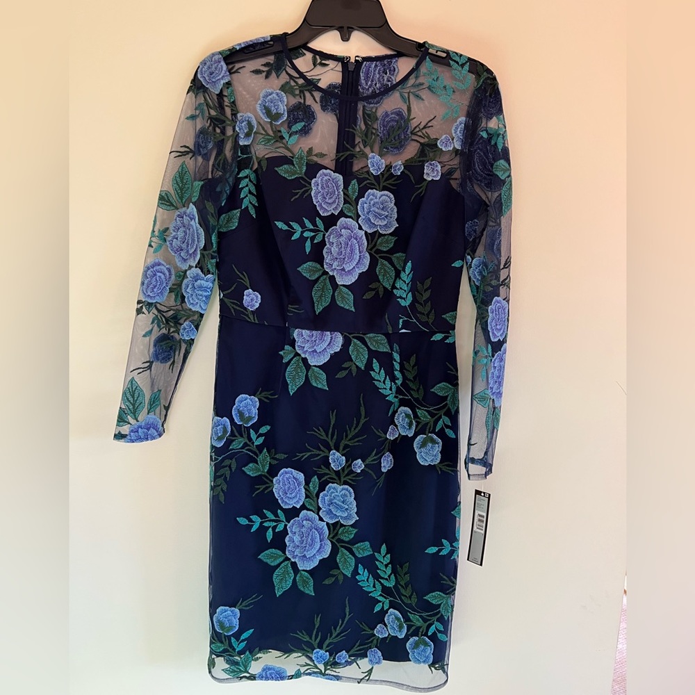 Tahari Arthur S. Levine Lace Dress, Color Blue and Green, Size 4- NWT